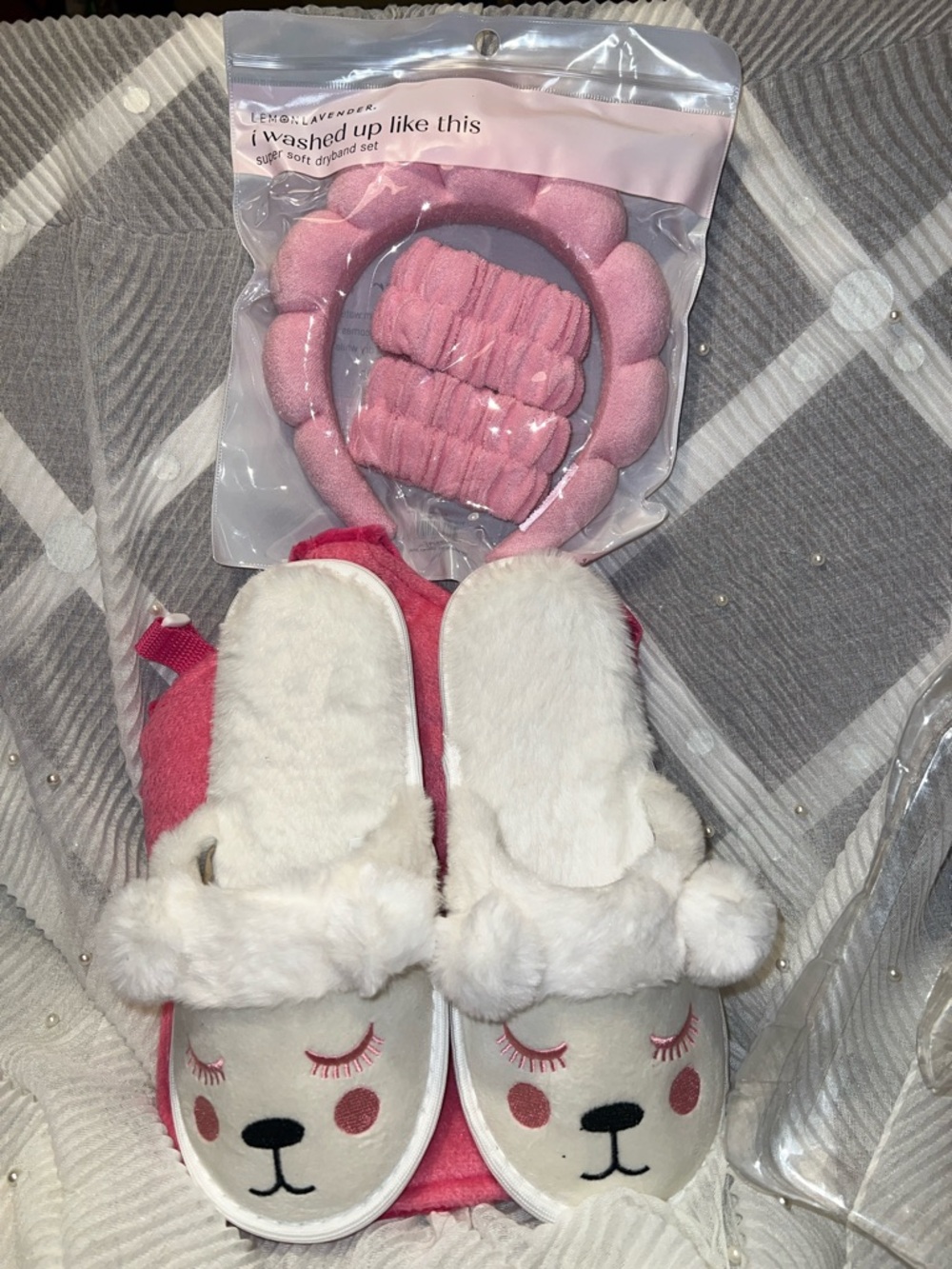 I Washed Up Like This Kids Pink Headband & Slipper Set